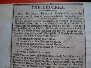 Cholera cure: a suggestion.