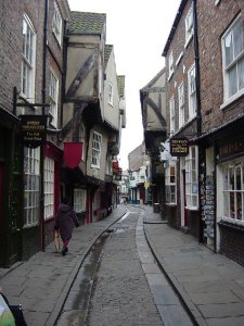 The Shambles, once the street where all the butchers were, now a tourist Mecca. Wikimedia Commons.
