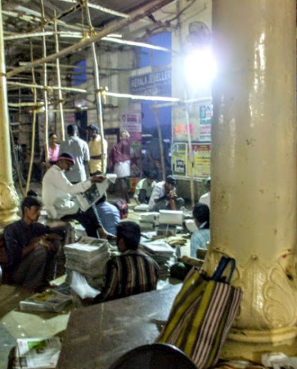 Collating newspapers at Thanjavur Station
