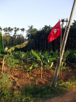 A farmer demonstrates his Communist allegiance