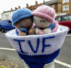 There's always a yarn- bombing display in the Market Place in Thirsk. This one celebrated the NHS.