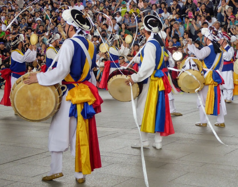 Traditional drumming for Chuseok, the big family festival in Korea.