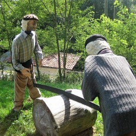 Log sawing: always important in this wooded region, for building, fuel, joinery ....